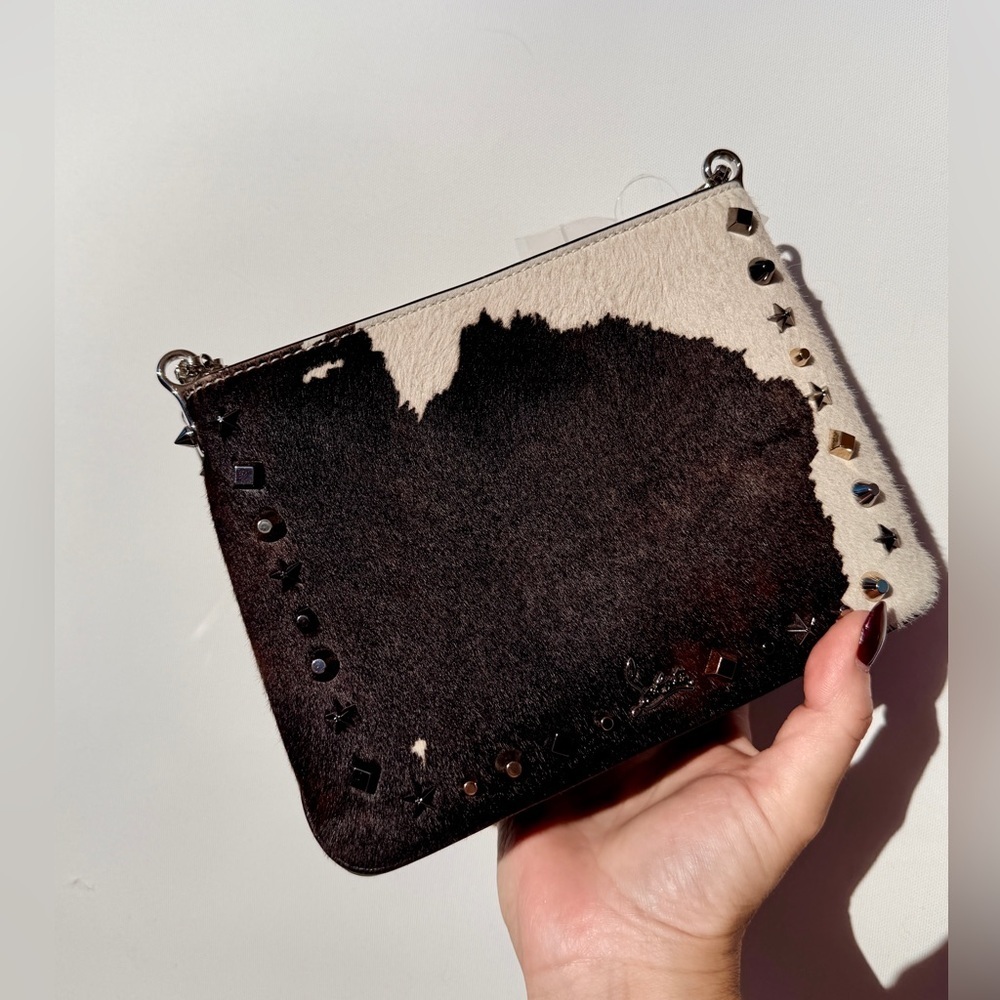 CHRISTIAN LOUBOUTIN Studded Triloubi Cowboy Western Pony Hair Chain Shoulder Bag - Picture 3 of 16